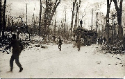 Logging post card from Calvin John.  "Here I am coming down the hill"